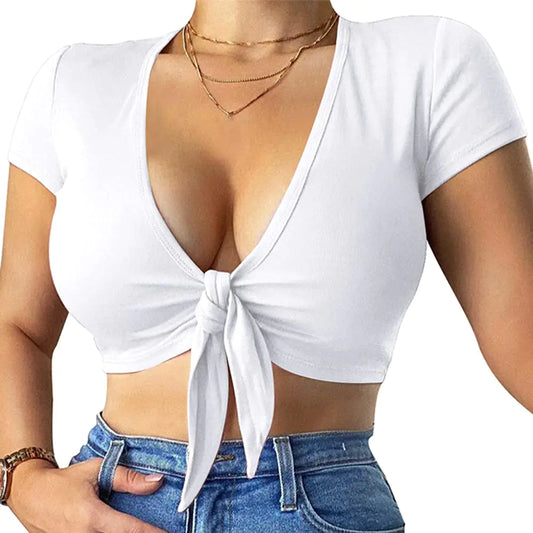 Cross Wrap Tie Up Crop Tops